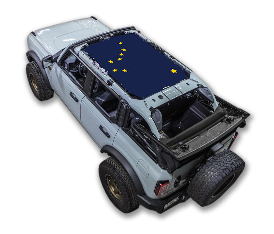 SPIDERWEBSHADE Ford Bronco Alaska State Flag mesh sun shade – 4-Door
