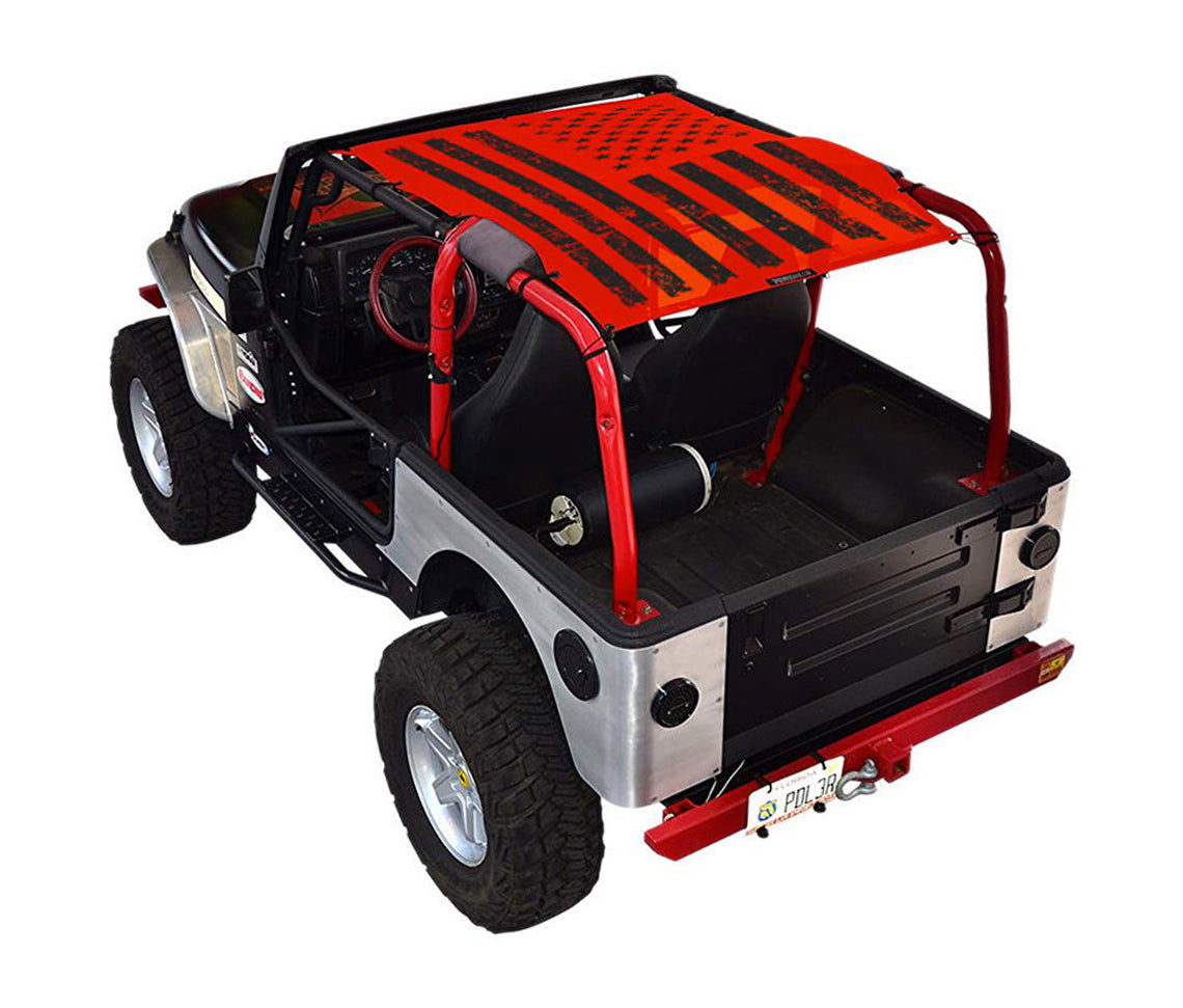 SPIDERWEBSHADE Jeep Wrangler TJ Tactical Flag Distressed Red 1997–2006