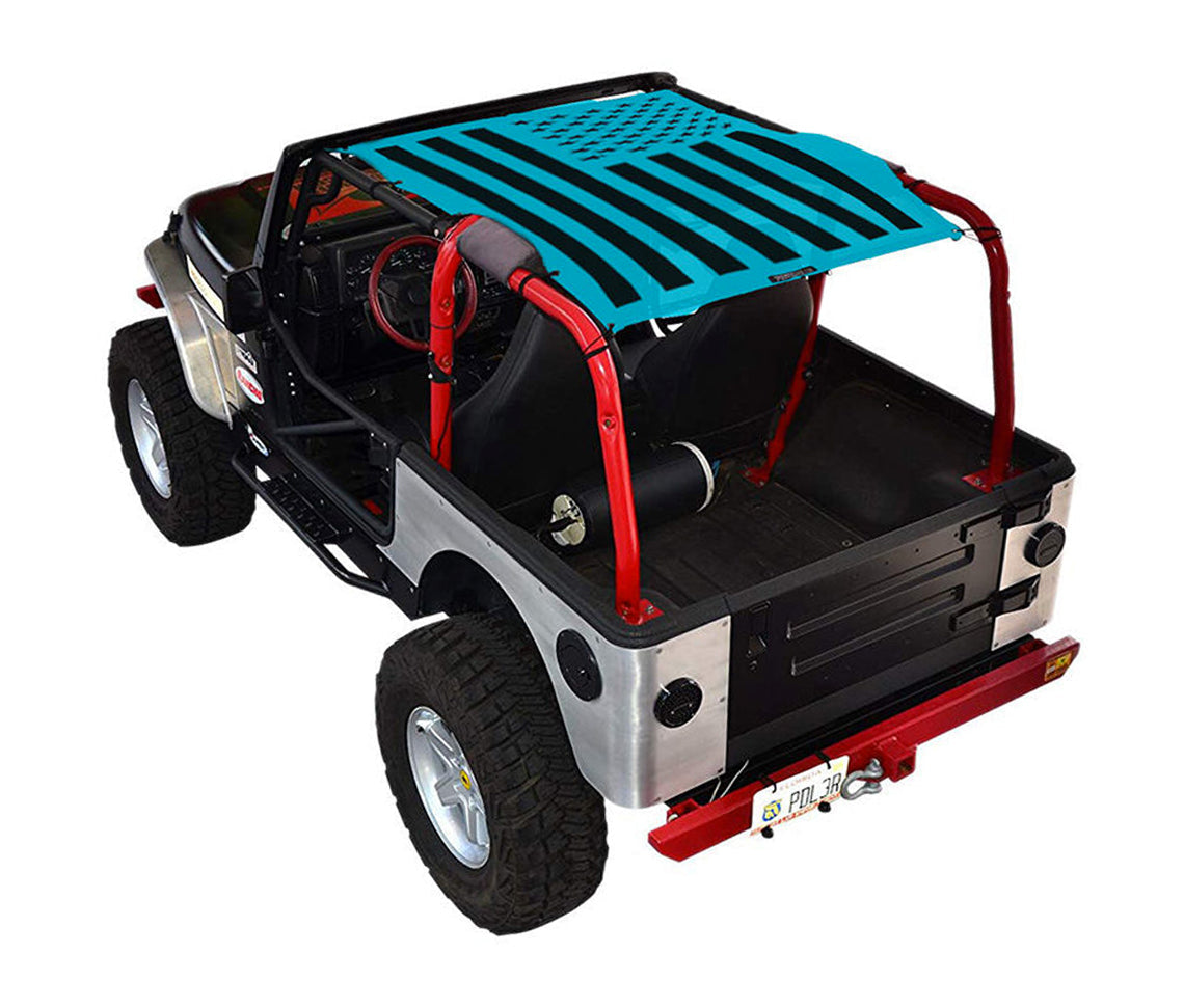 SPIDERWEBSHADE Jeep Wrangler TJ Tactical Flag Solid Teal 1997–2006