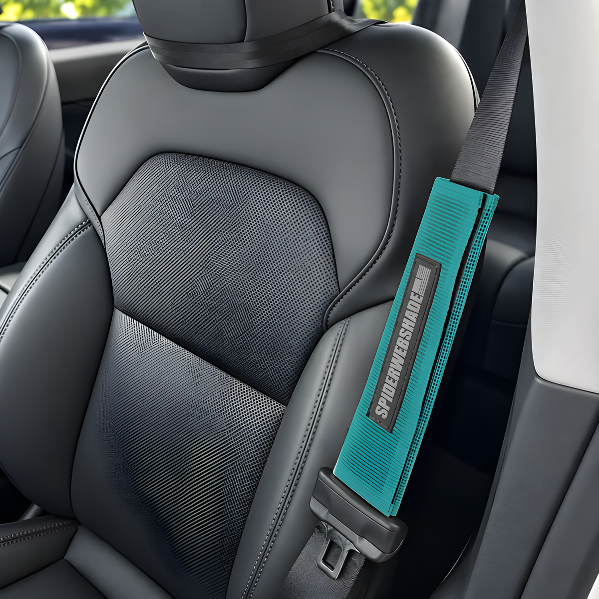 Tesla seatbelt silencer in Teal