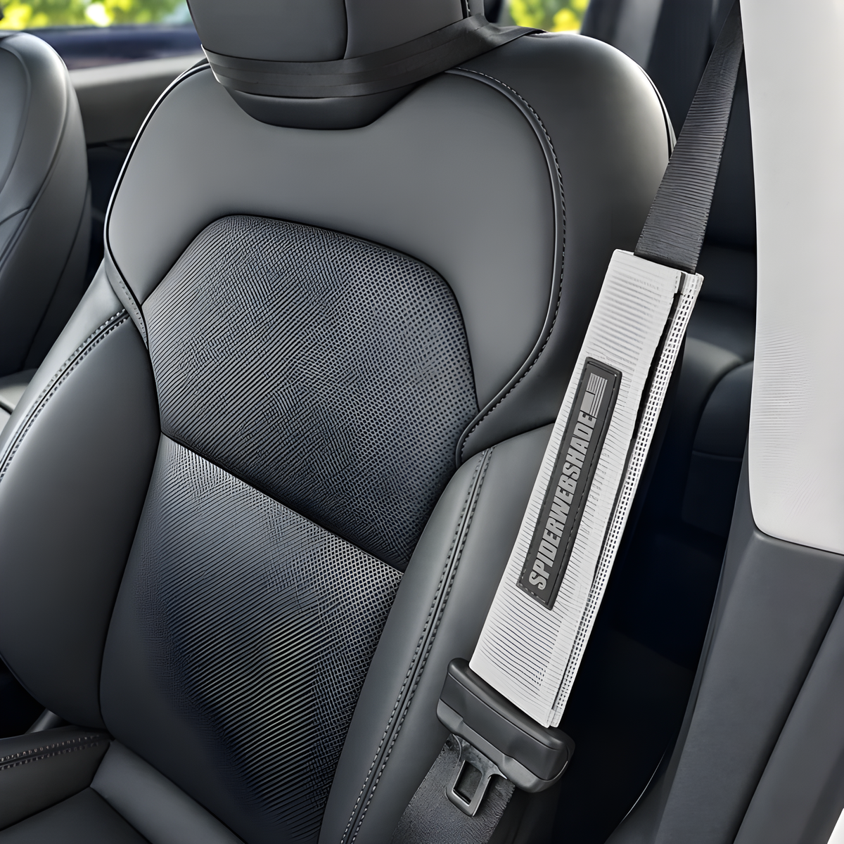 Tesla seatbelt silencer in White