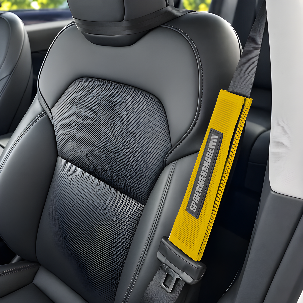 Tesla seatbelt silencer in Yellow