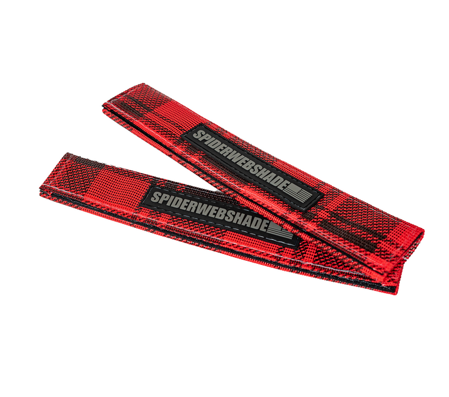 Seat belt silencers with red and black buffalo plaid design