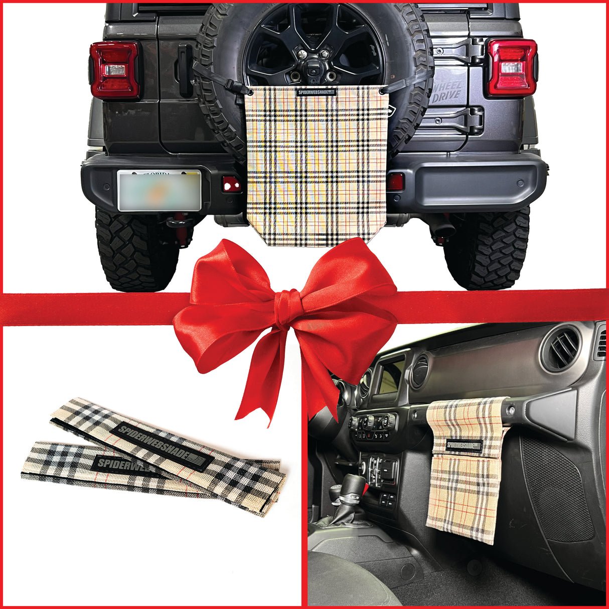 Tan Plaid Print Bundle, Beach Bag, Seatbelt Silencers, and GrabBag