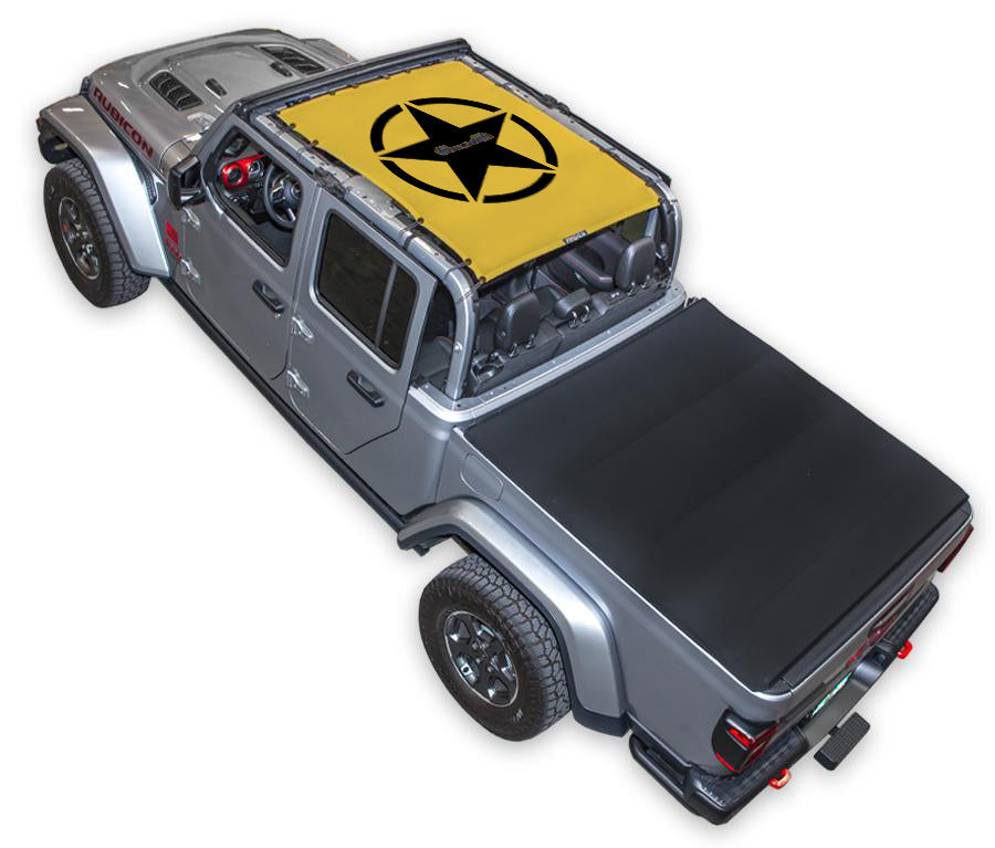 SPIDERWEBSHADE Jeep Gladiator JT Oscar Mike mesh sun shade – Solid, Full-Shade, Yellow