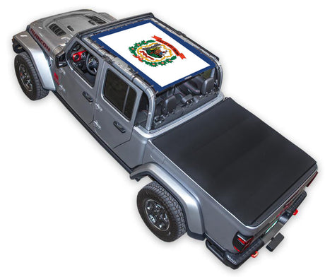 SPIDERWEBSHADE Jeep Gladiator JT West Virginia State Flag mesh sun shade – Full-Shade