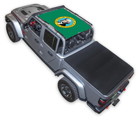 SPIDERWEBSHADE Jeep Gladiator JT Washington State Flag mesh sun shade – Full-Shade