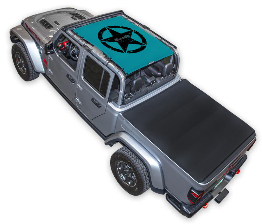 SPIDERWEBSHADE Jeep Gladiator JT Oscar Mike mesh sun shade – Distressed, Full-Shade, Teal