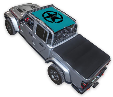 SPIDERWEBSHADE Jeep Gladiator JT Oscar Mike mesh sun shade – Distressed, Full-Shade, Teal