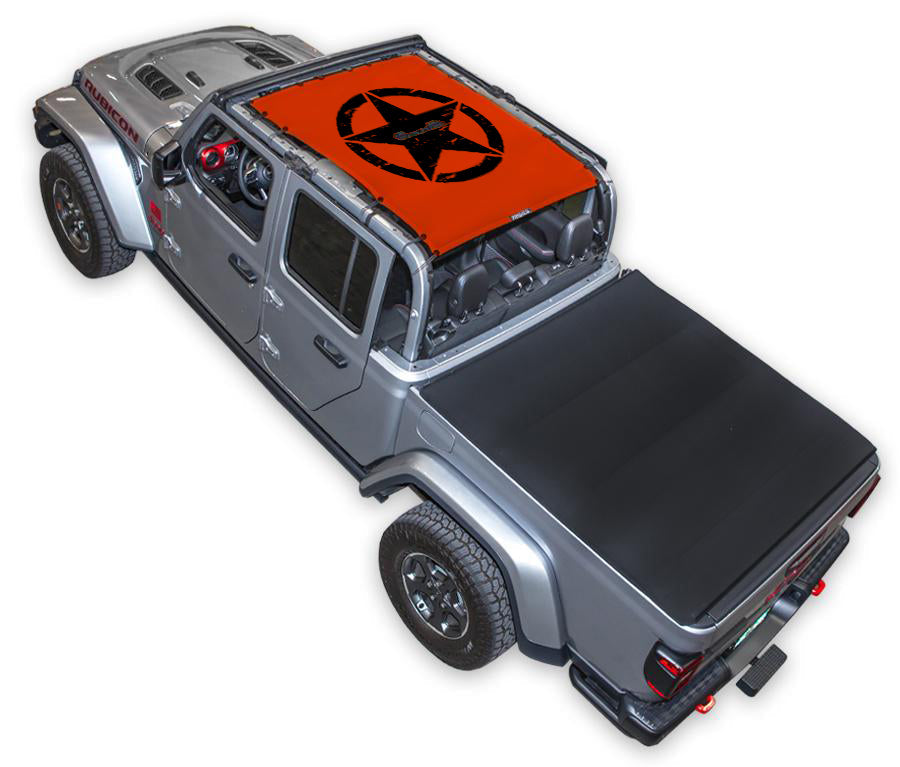 SPIDERWEBSHADE Jeep Gladiator JT Oscar Mike mesh sun shade – Distressed, Full-Shade, Red
