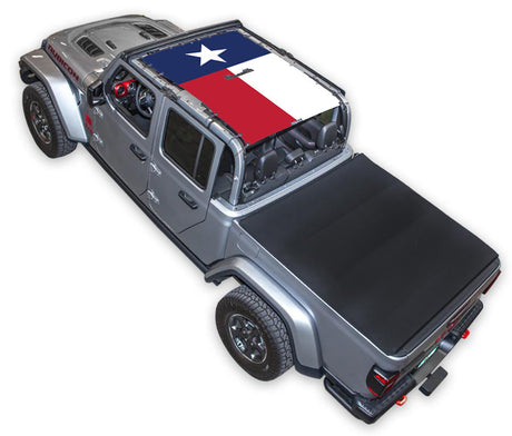 SPIDERWEBSHADE Jeep Gladiator JT Texas State Flag mesh sun shade – Full-Shade