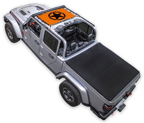 SPIDERWEBSHADE Jeep Gladiator JT Oscar Mike mesh sun shade – Distressed, Half-Shade, Orange