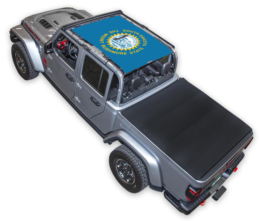 SPIDERWEBSHADE Jeep Gladiator JT South Dakota State Flag mesh sun shade – Full-Shade