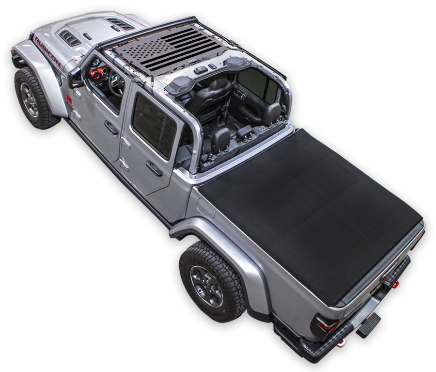 SPIDERWEBSHADE Jeep Gladiator JT Tactical Flag mesh sun shade – Solid, Half-Shade, Grey