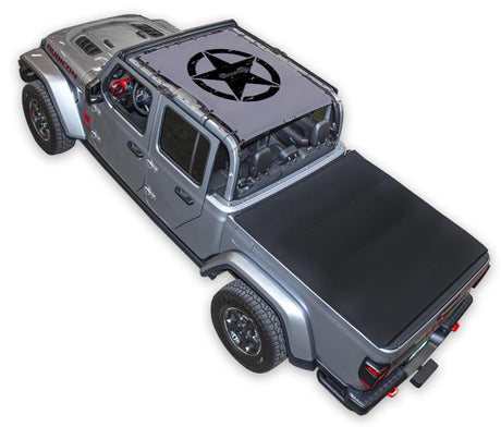 SPIDERWEBSHADE Jeep Gladiator JT Oscar Mike mesh sun shade – Distressed, Full-Shade, Grey