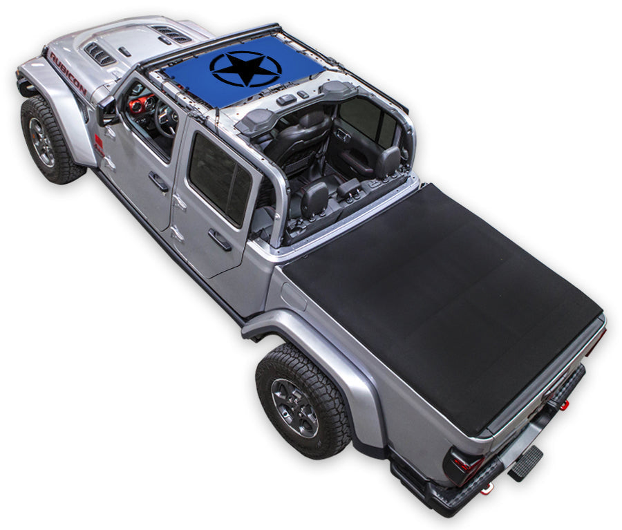 SPIDERWEBSHADE Jeep Gladiator JT Oscar Mike mesh sun shade – Solid, Half-Shade, Blue