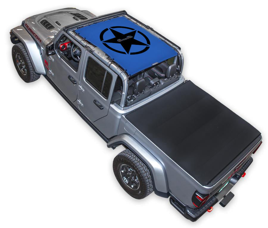 SPIDERWEBSHADE Jeep Gladiator JT Oscar Mike mesh sun shade – Solid, Full-Shade, Blue