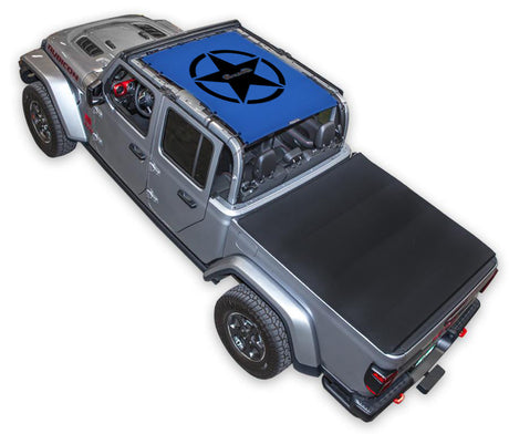 SPIDERWEBSHADE Jeep Gladiator JT Oscar Mike mesh sun shade – Solid, Full-Shade, Blue