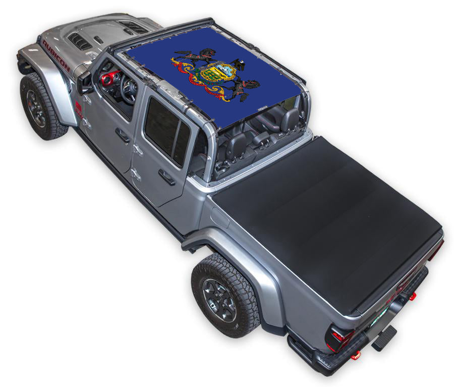 SPIDERWEBSHADE Jeep Gladiator JT Pennsylvania State Flag mesh sun shade – Full-Shade