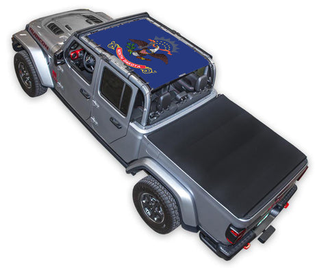 SPIDERWEBSHADE Jeep Gladiator JT North Dakota State Flag mesh sun shade – Full-Shade