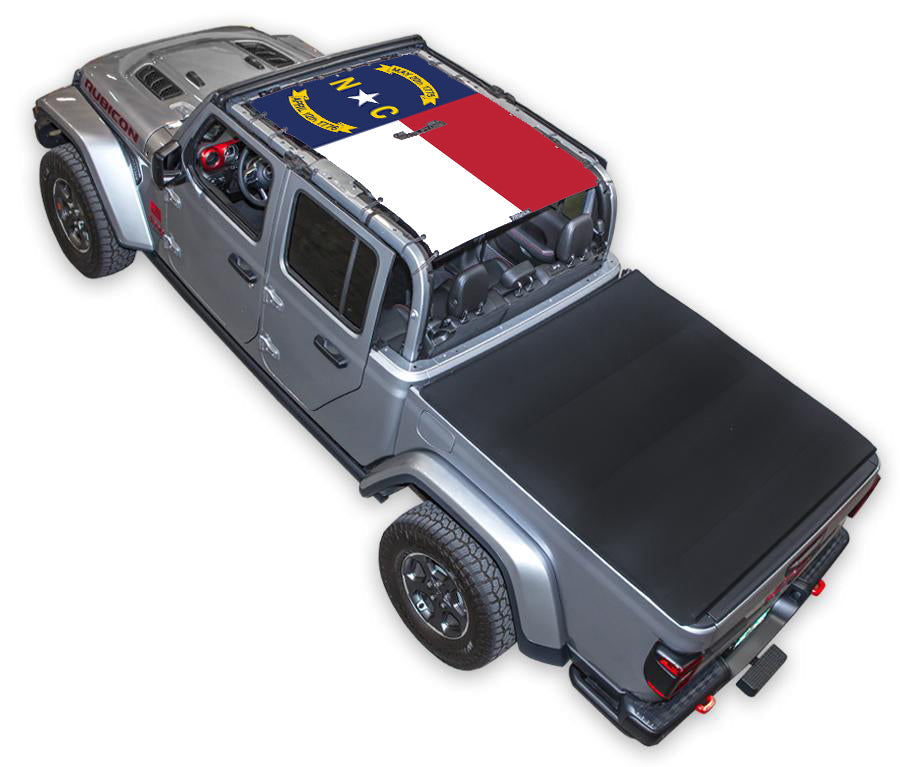 SPIDERWEBSHADE Jeep Gladiator JT North Carolina State Flag mesh sun shade – Full-Shade