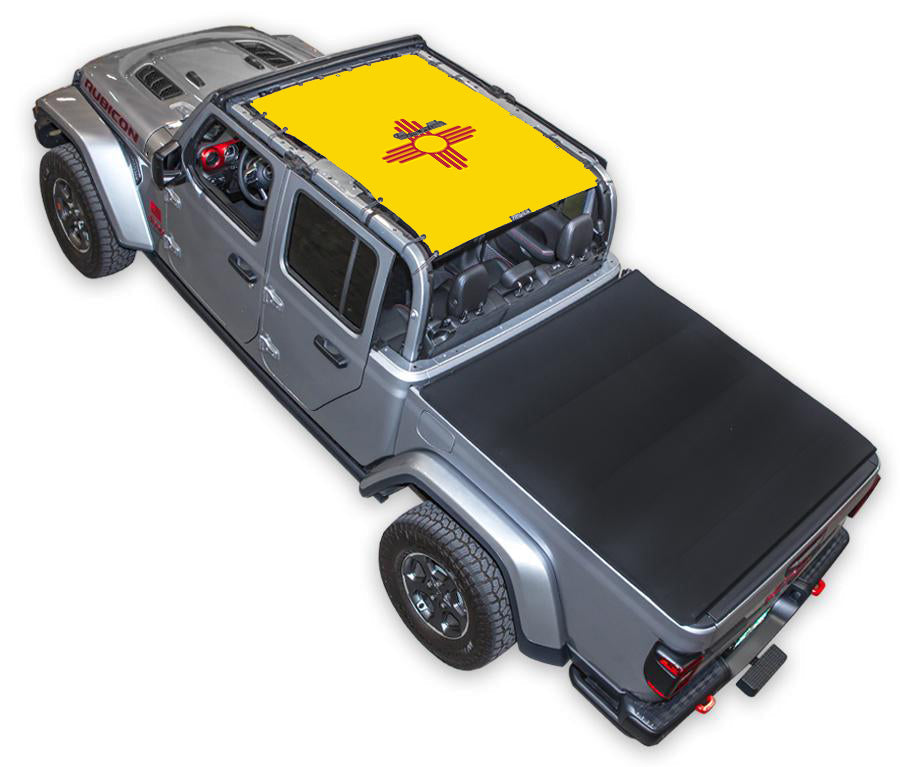 SPIDERWEBSHADE Jeep Gladiator JT New Mexico State Flag mesh sun shade – Full-Shade