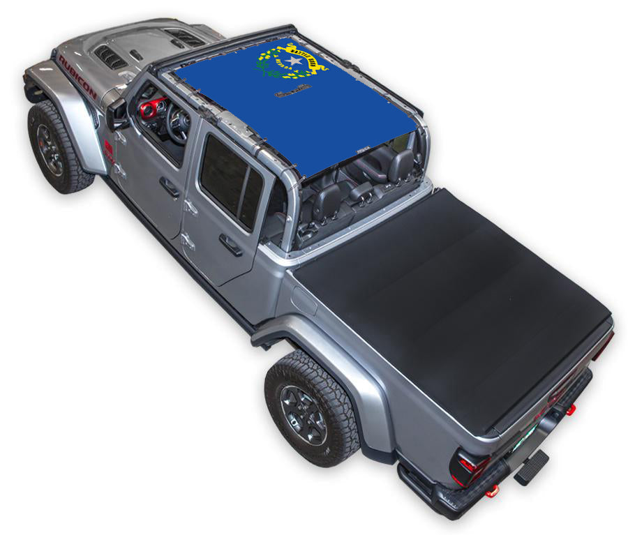 SPIDERWEBSHADE Jeep Gladiator JT Nebraska State Flag mesh sun shade – Full-Shade