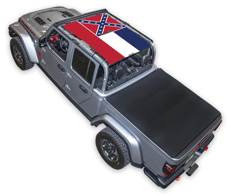 SPIDERWEBSHADE Jeep Gladiator JT Mississippi State Flag mesh sun shade – Full-Shade