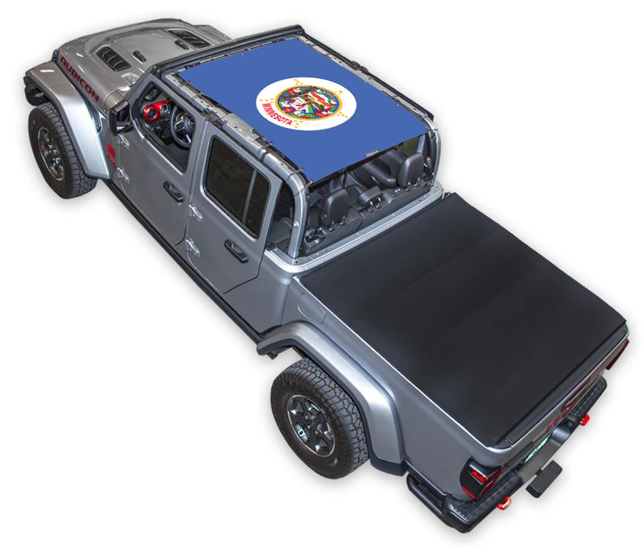 SPIDERWEBSHADE Jeep Gladiator JT Minnesota State Flag mesh sun shade – Full-Shade