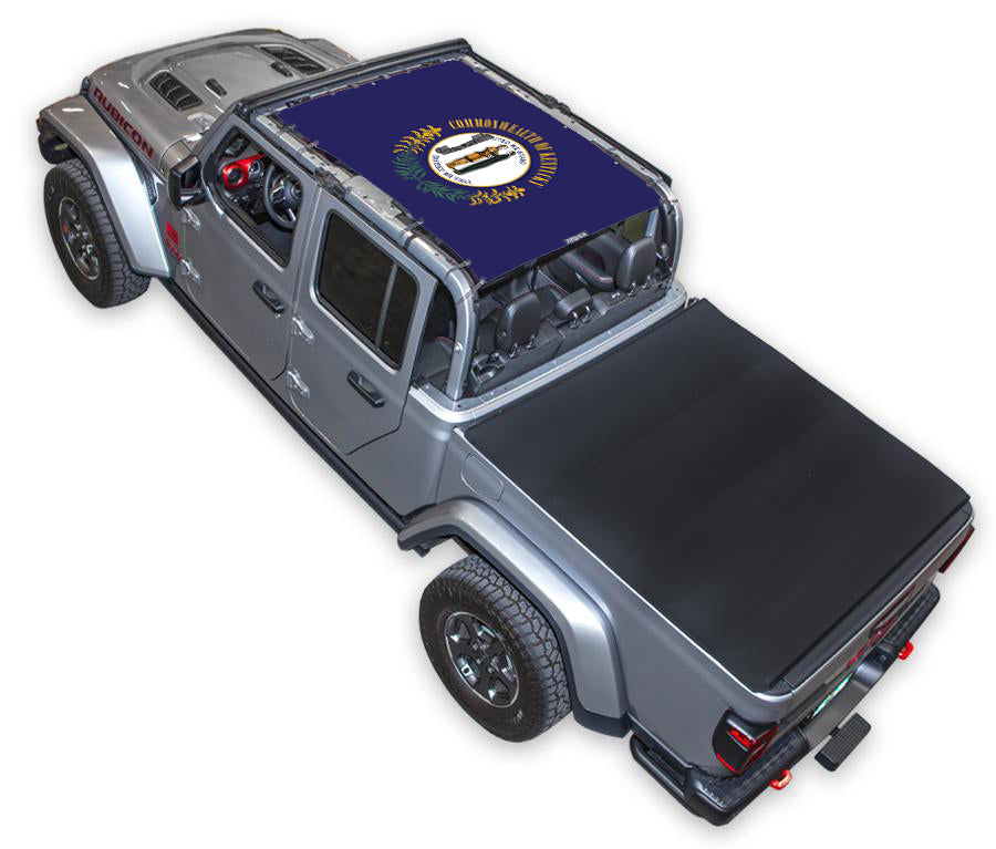 SPIDERWEBSHADE Jeep Gladiator JT Kentucky State Flag mesh sun shade – Full-Shade
