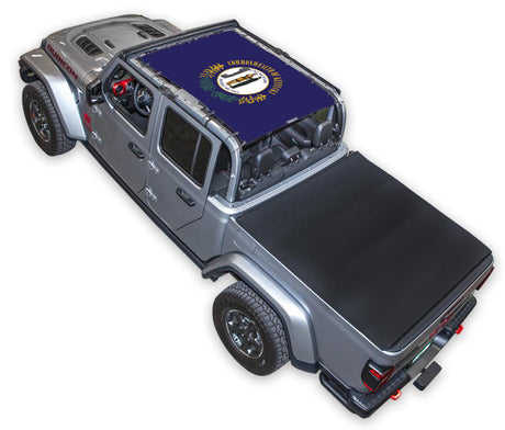 SPIDERWEBSHADE Jeep Gladiator JT Kentucky State Flag mesh sun shade – Full-Shade