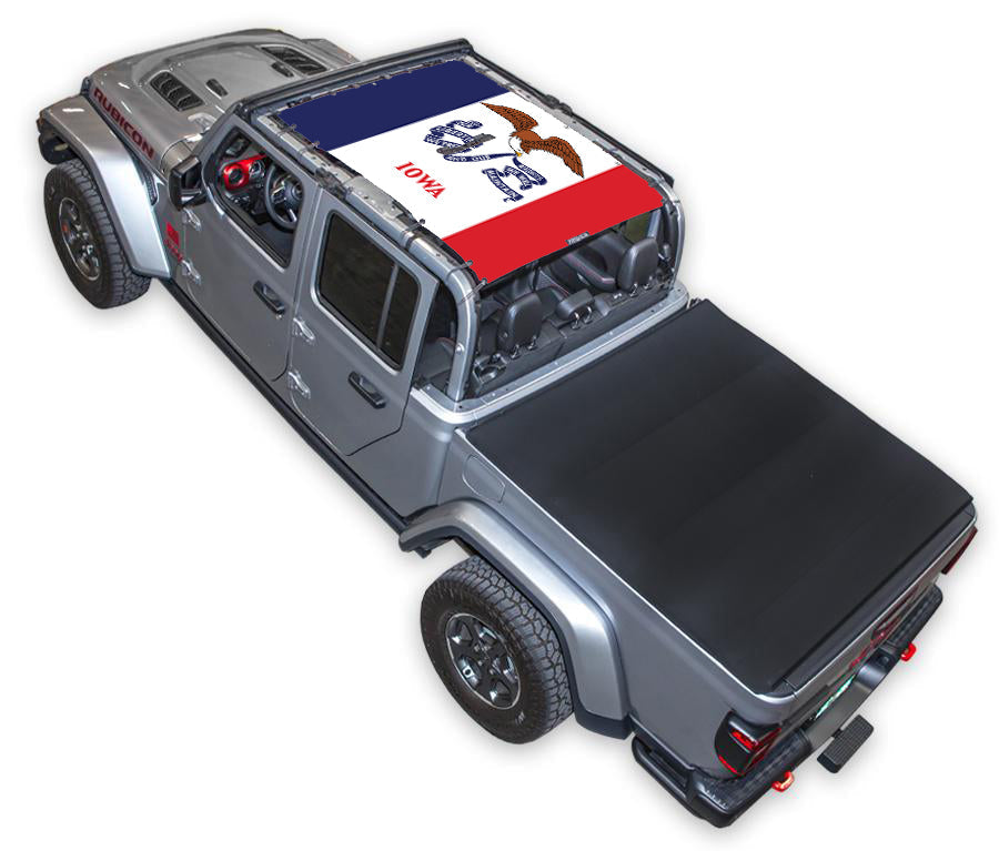 SPIDERWEBSHADE Jeep Gladiator JT Iowa State Flag mesh sun shade – Full-Shade