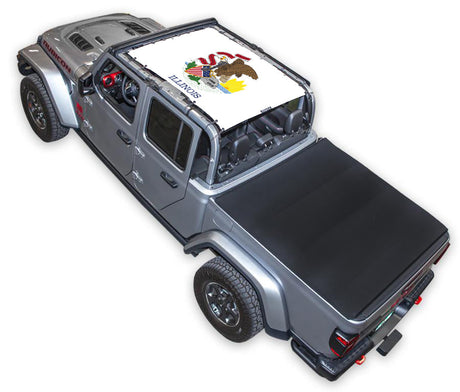 SPIDERWEBSHADE Jeep Gladiator JT Illinois State Flag mesh sun shade – Full-Shade