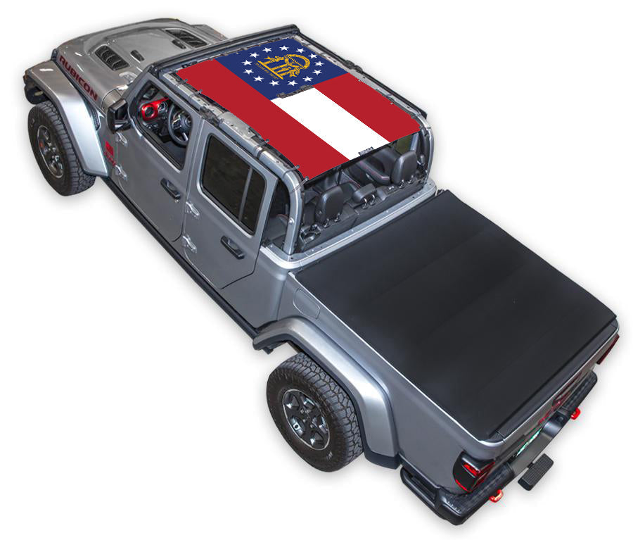 SPIDERWEBSHADE Jeep Gladiator JT Georgia State Flag mesh sun shade – Full-Shade
