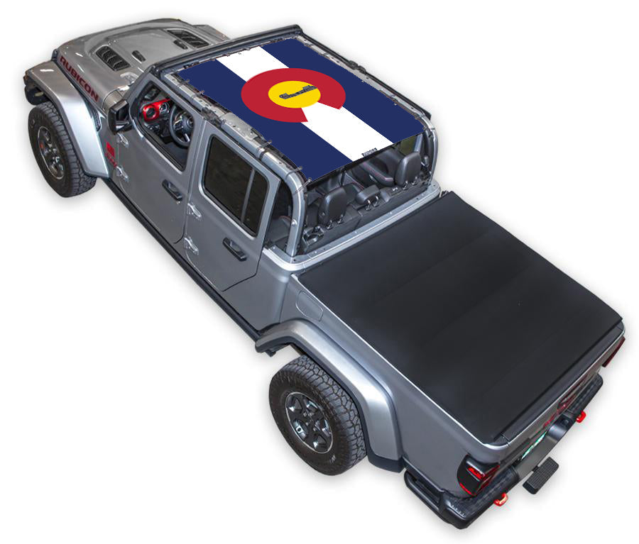 SPIDERWEBSHADE Jeep Gladiator JT Colorado State Flag mesh sun shade – Full-Shade