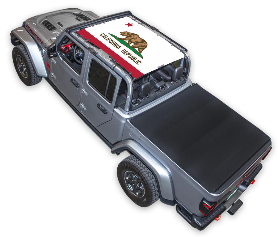 SPIDERWEBSHADE Jeep Gladiator JT California State Flag mesh sun shade – Full-Shade