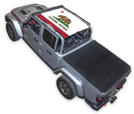 SPIDERWEBSHADE Jeep Gladiator JT California State Flag mesh sun shade – Full-Shade