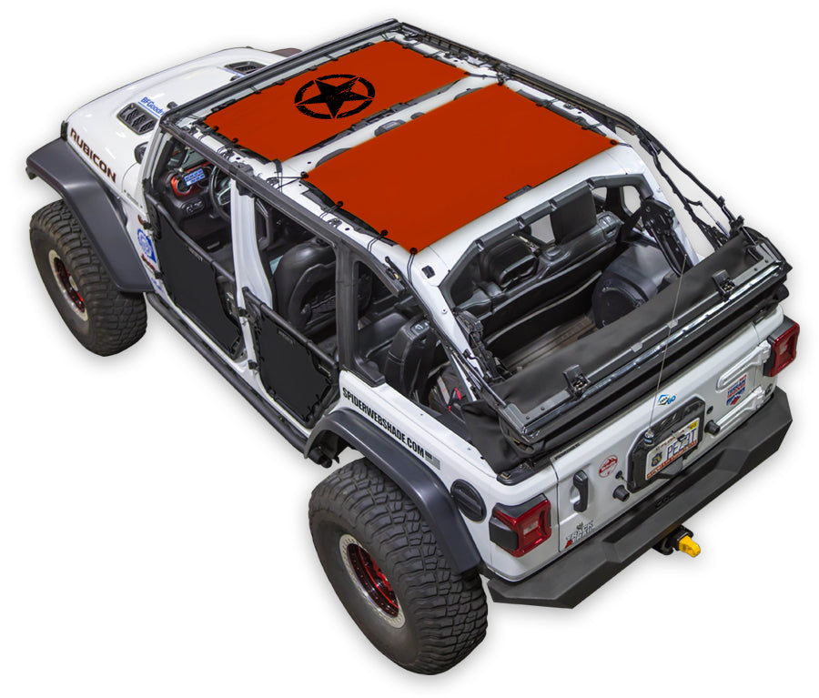 SPIDERWEBSHADE Jeep Wrangler JLU 4-Door Oscar Mike Distressed 2-Piece (Front and Rear) Red