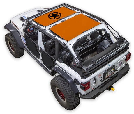 SPIDERWEBSHADE Jeep Wrangler JLU 4-Door Oscar Mike Distressed 2-Piece (Front and Rear) Orange