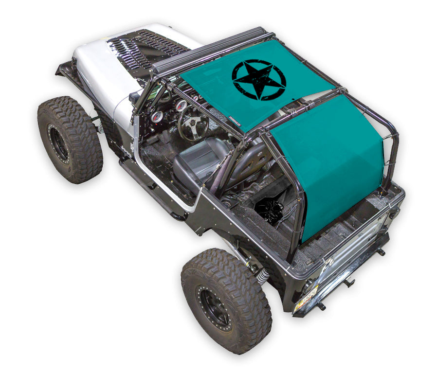 Oscar Mike Distressed_2-Piece (Front and Rear)_Teal