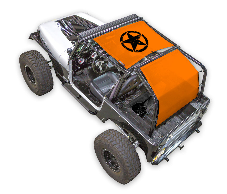 Oscar Mike Distressed_2-Piece (Front and Rear)_Orange