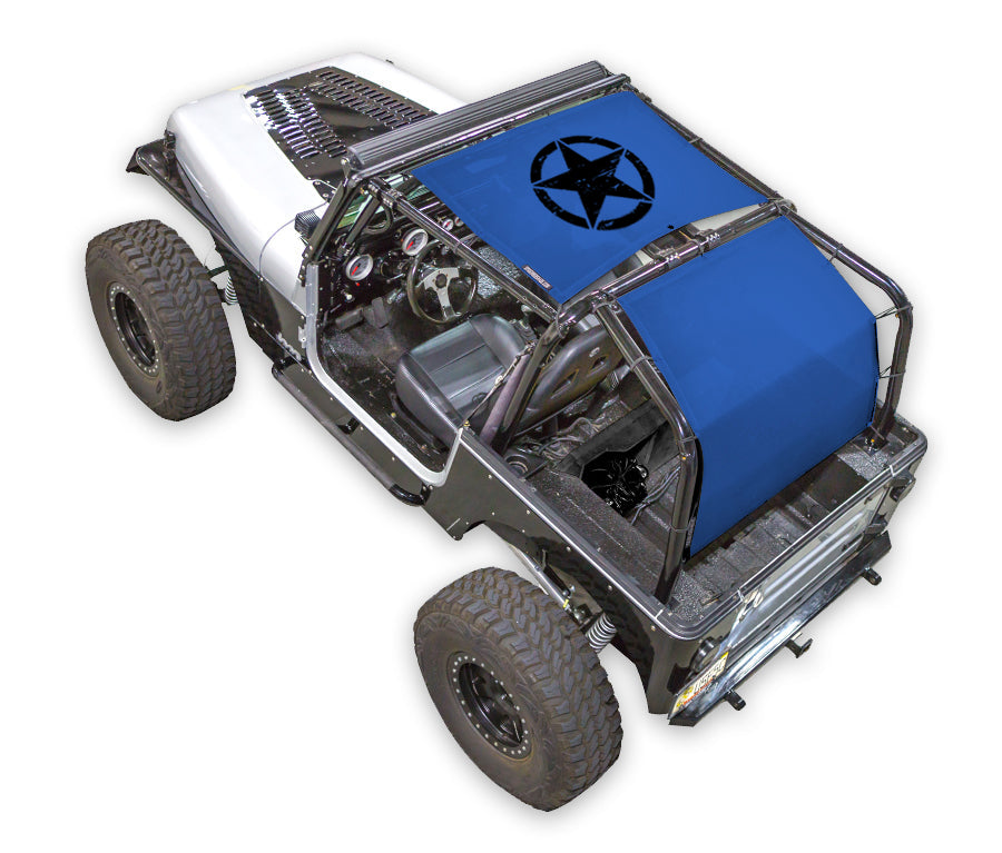 Oscar Mike Distressed_2-Piece (Front and Rear)_Blue