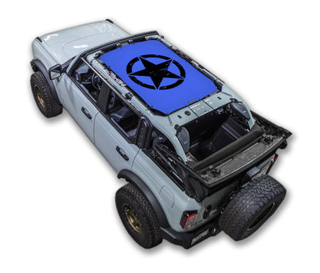 SPIDERWEBSHADE Ford Bronco Oscar Mike mesh sun shade – Distressed, 4-Door, Blue
