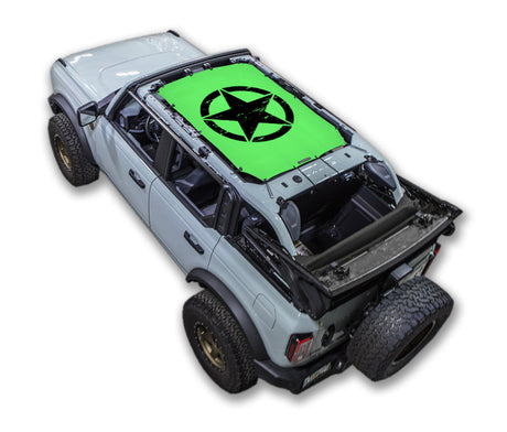 SPIDERWEBSHADE Ford Bronco Oscar Mike mesh sun shade – Distressed, 4-Door, Green