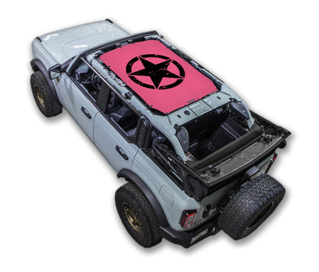 SPIDERWEBSHADE Ford Bronco Oscar Mike mesh sun shade – Distressed, 4-Door, Pink