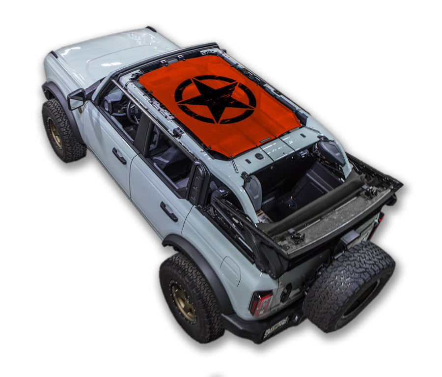SPIDERWEBSHADE Ford Bronco Oscar Mike mesh sun shade – Distressed, 4-Door, Red
