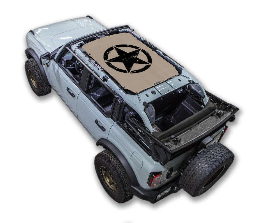 SPIDERWEBSHADE Ford Bronco Oscar Mike mesh sun shade – Distressed, 4-Door, Tan