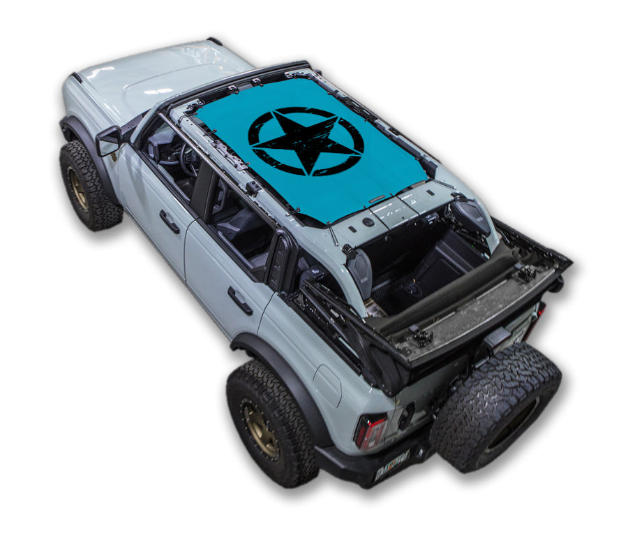SPIDERWEBSHADE Ford Bronco Oscar Mike mesh sun shade – Distressed, 4-Door, Teal
