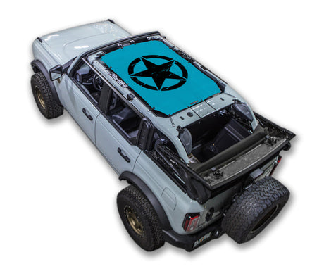SPIDERWEBSHADE Ford Bronco Oscar Mike mesh sun shade – Distressed, 4-Door, Teal