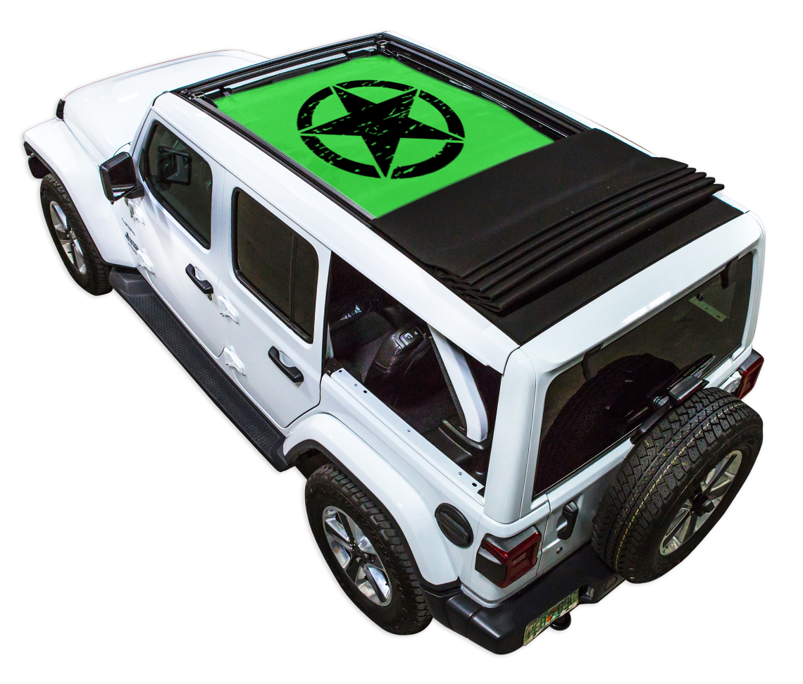 SPIDERWEBSHADE Jeep Wrangler JLU Sky One-Touch Oscar Mike Distressed Green 2024–2026
